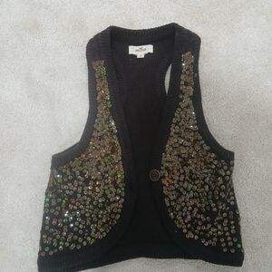 Hollister Brown Sweater Sequin Vest
